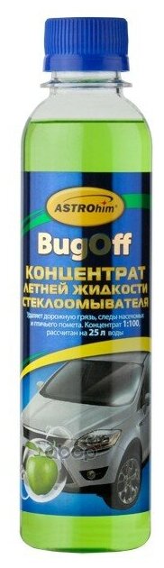 Ас-410_жидкость Стеклоомывателя! Летняя Концентрат 1:100 Bugоff, 250мл ASTROHIM арт. АС410