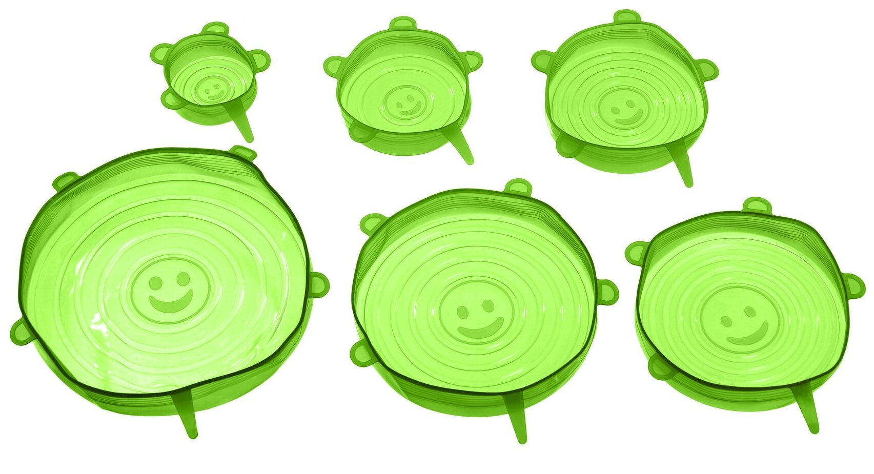 Набор универсальных растягивающихся крышек, Bradex (посуда и емкости для хранения продуктов, 6 шт, силикон, зеленый, TK 0577)