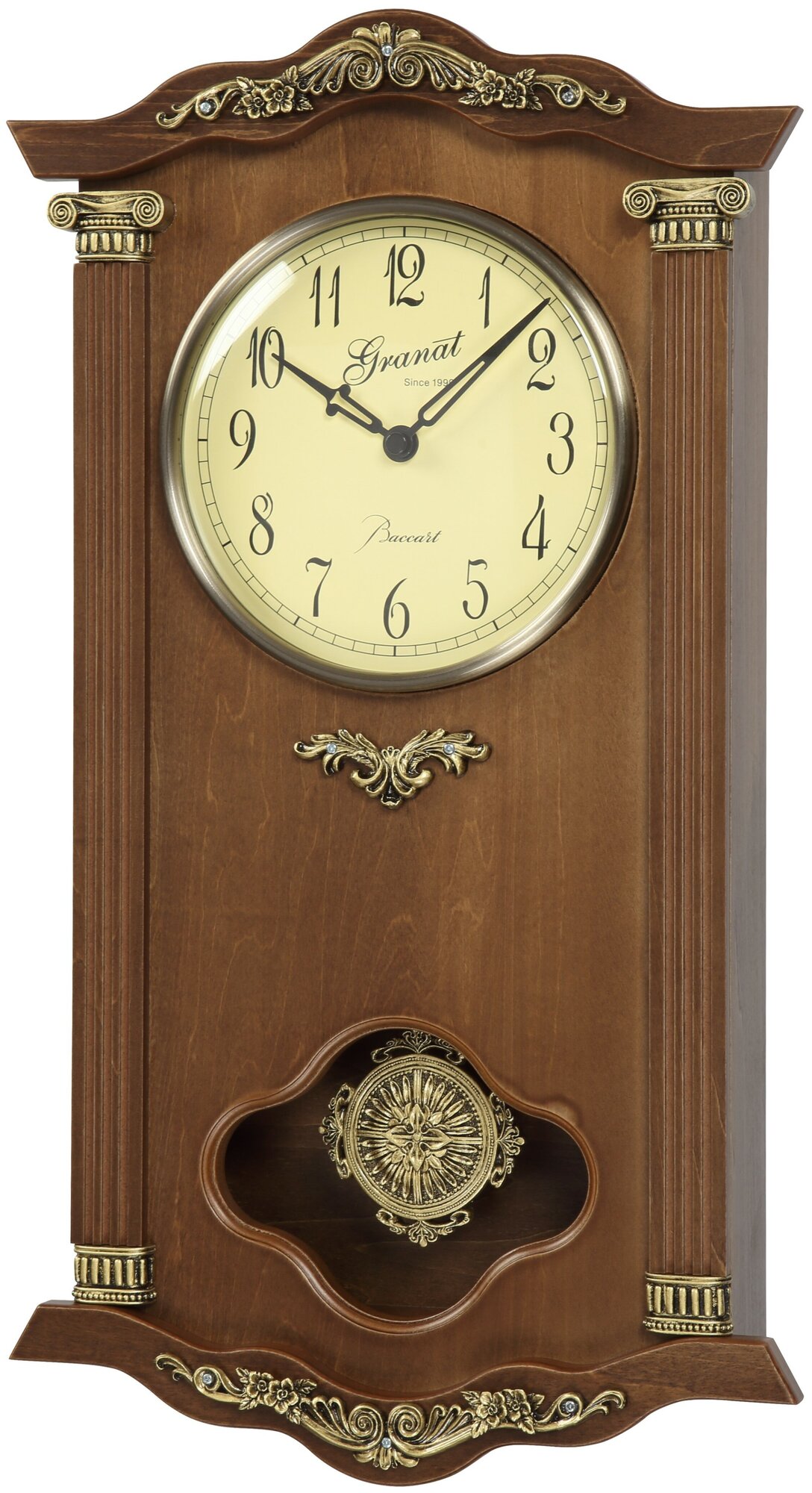 Часы настенные деревянные с маятником большие Granat GB 16315 размер 27x47 см