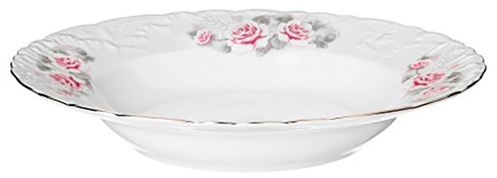 Тарелка суповая Cmielow Рококо Бледная роза, фарфоровая, d 22,5 см