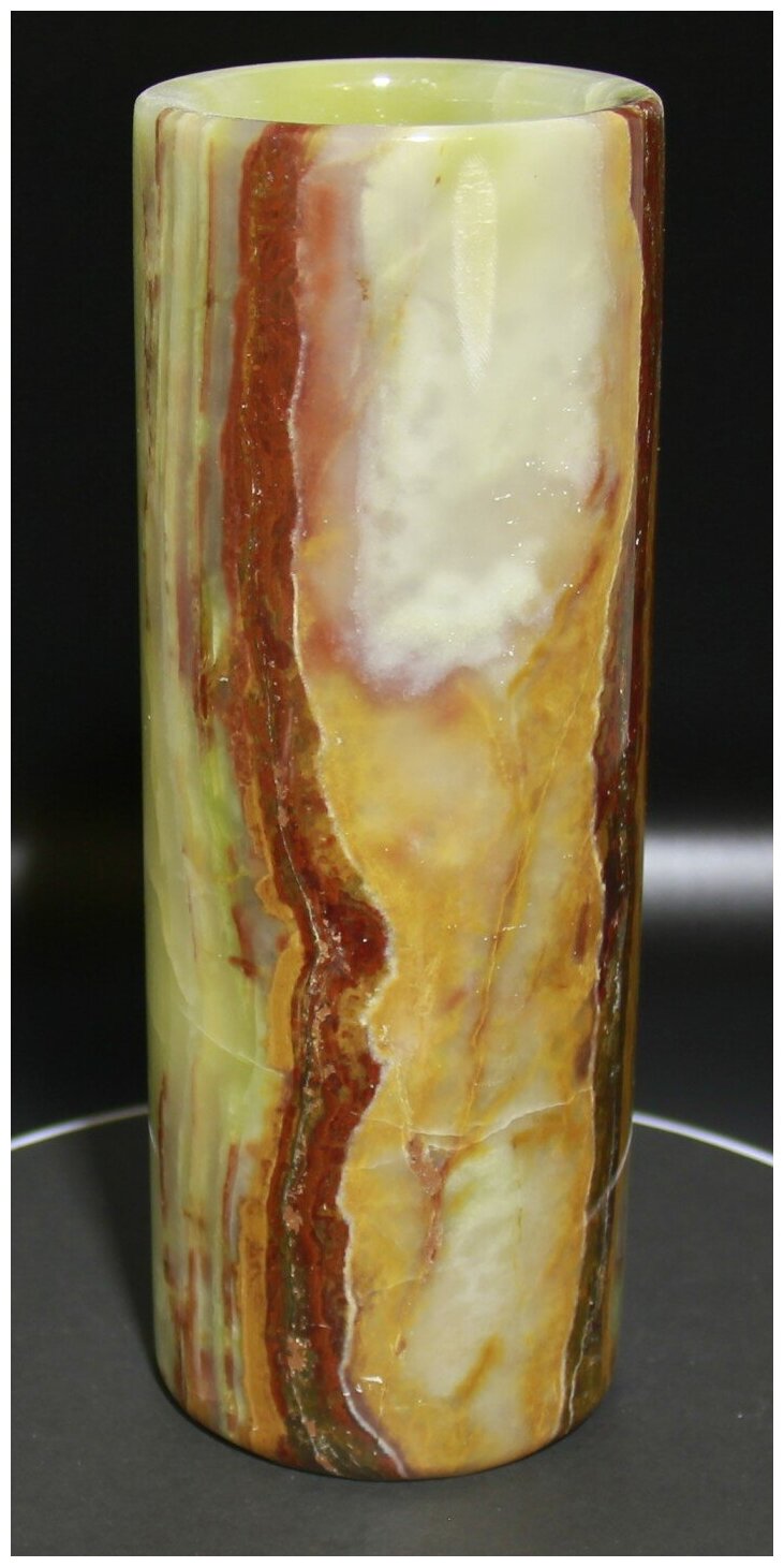 Ваза из натурального камня Оникс цилиндр, высота 20 см х ширина 7,5 см.