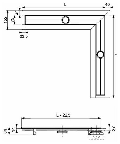 Решетка Tece TECEdrainline Steel II 120х120 см угловая - фото №4