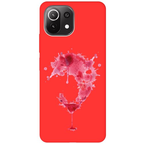 Матовый чехол Cocktail Splash для Xiaomi Mi 11 Lite 4G / Сяоми Ми 11 Лайт с 3D эффектом красный силиконовый чехол с принтом cocktail splash для xiaomi mi 11 lite 4g сяоми ми 11 лайт