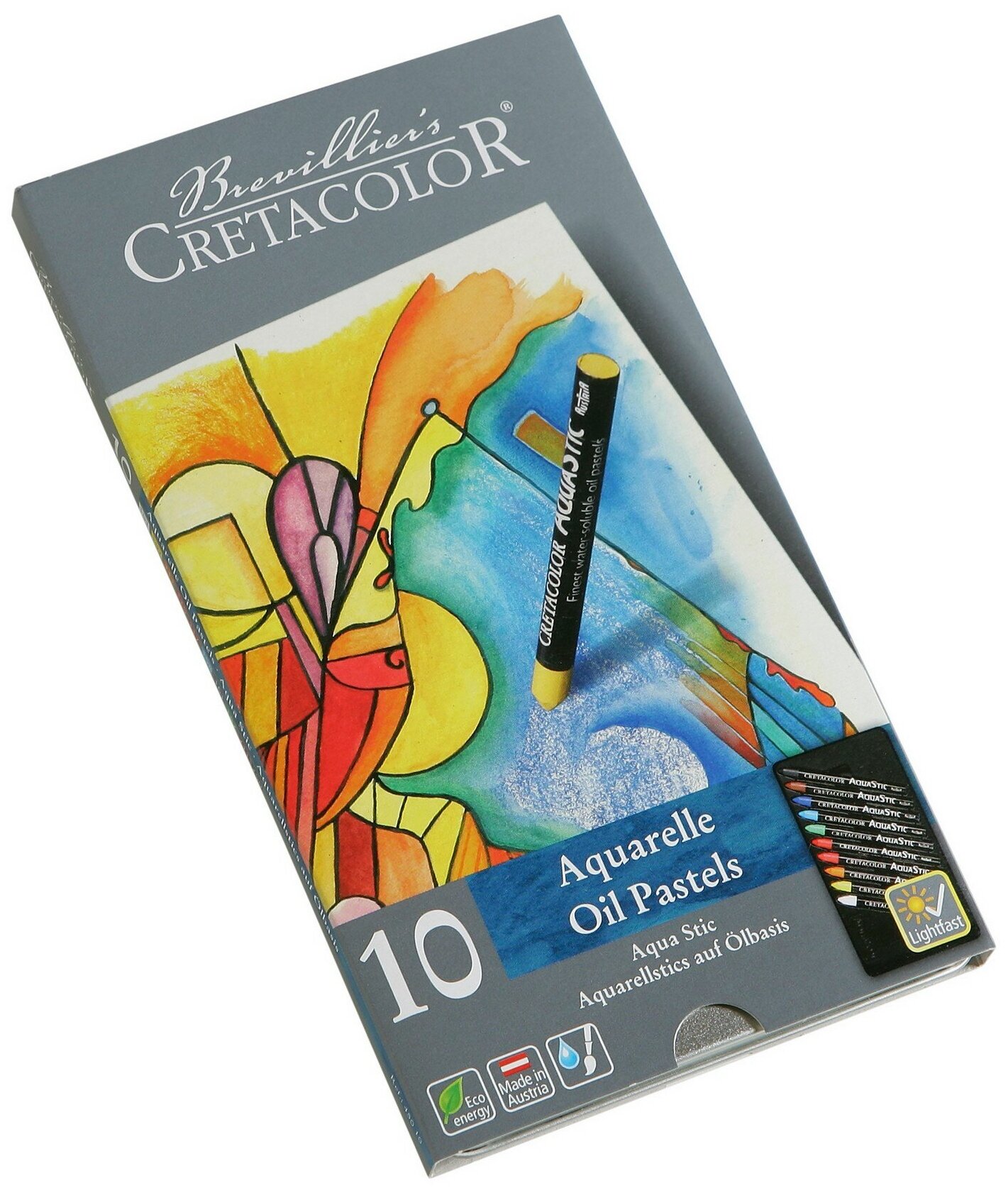 фото Набор масляной водорастворимой (акварельной) пастели CretacoloR Aqua Stic, 10 цветов в металлической коробке
