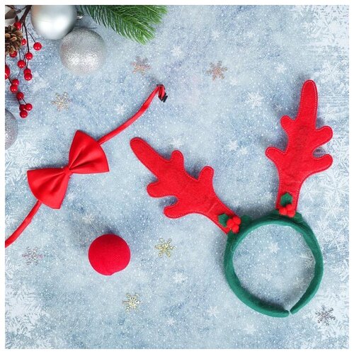 фото Карнавальный костюм взрослый страна карнавалия "рудольф красный нос" ободок, нос, бабочка (2557088)