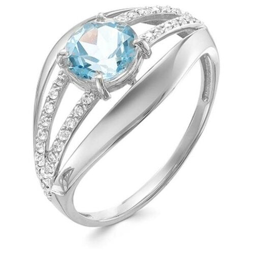 фото Кольцо посеребрение "красота" 20-07760, цвет бело-голубой в серебре, размер 17 сима-ленд