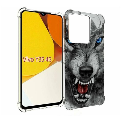 Чехол MyPads Волк-частица мужской для Vivo Y35 4G 2022 / Vivo Y22 задняя-панель-накладка-бампер