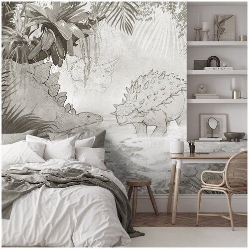 Обои для детской с Динозаврами 360х270 см флизелиновая основа экочернила авторская коллекция Neverland 8900₽