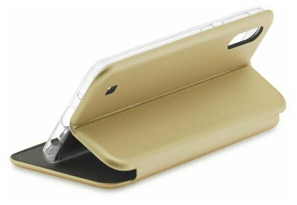 Чехол книжка Samsung M10 Derbi Open Book-2 золотой, противоударный откидной чехол портмоне с подставкой, кейс с защитой экрана и отделением для карт
