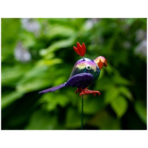 дождь на елку kaemingk красный 50х40 см Садовый штекер яркий птах, фиолетовый, пластик, 12x10x6 см, высота 60 см, Kaemingk 808197-фиолетовый