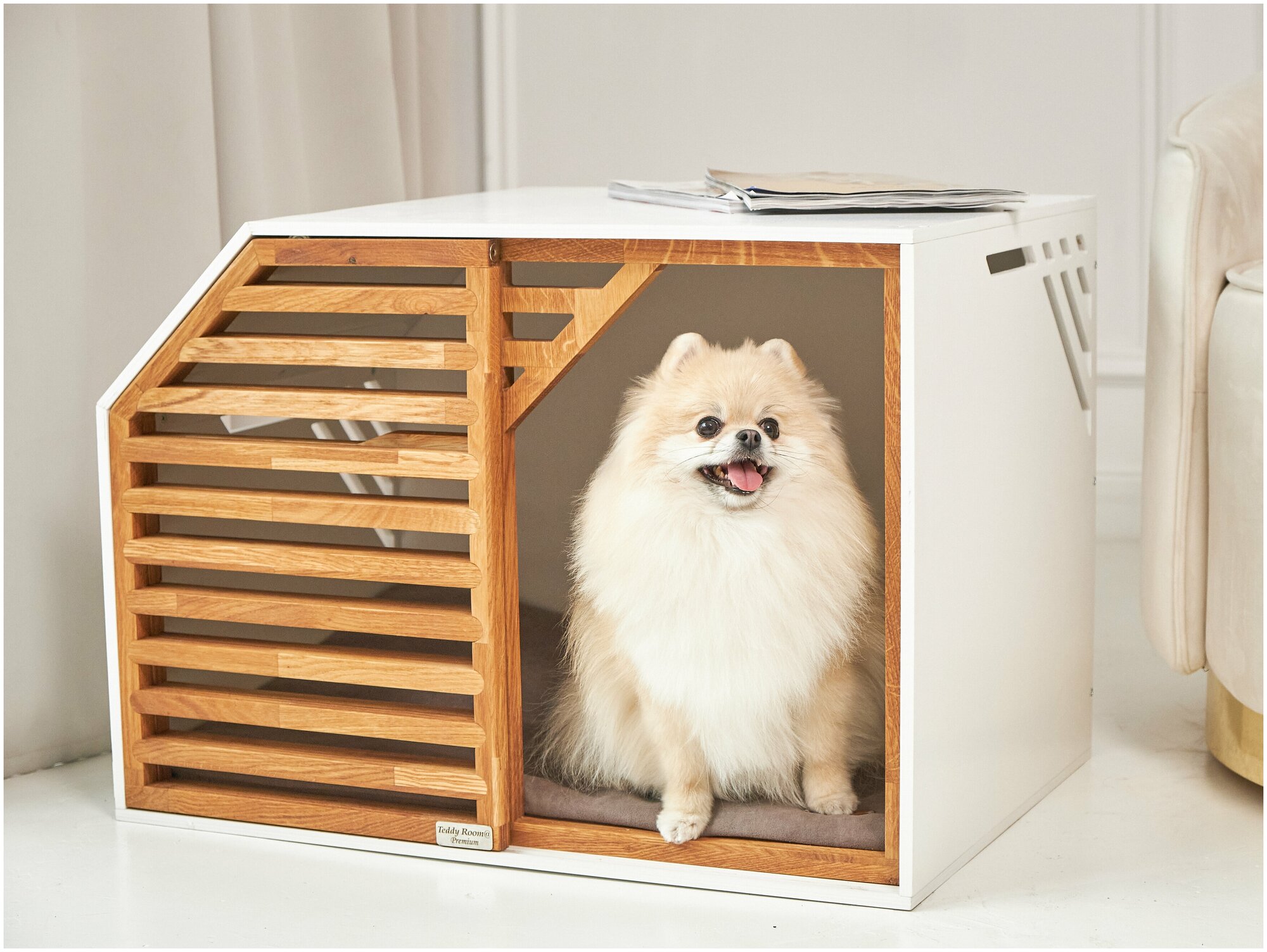 Домик для собак и кошек, домик для мелких и средних пород собак, вольер TeddyRoom Safe Home Wood White - фотография № 3