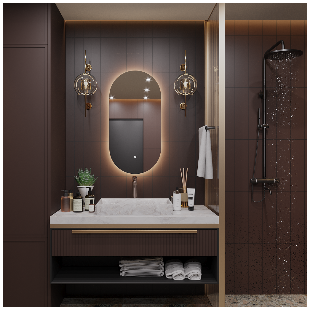 Зеркало Олимпия 110*60 "парящее" для ванной с тёплой LED-подсветкой - фотография № 2