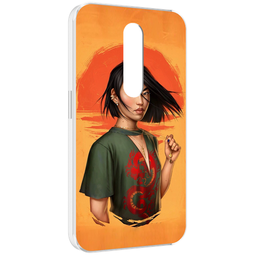 Чехол MyPads девушка-в-оранжевом-фоне женский для Motorola Moto X Force (XT1585 / XT1581) задняя-панель-накладка-бампер
