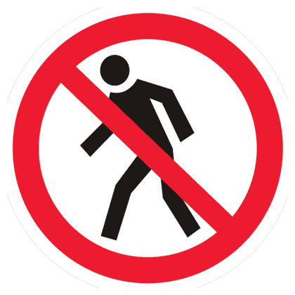 Наклейка Запрещающий знак Проход запрещен P03. 200х200 мм