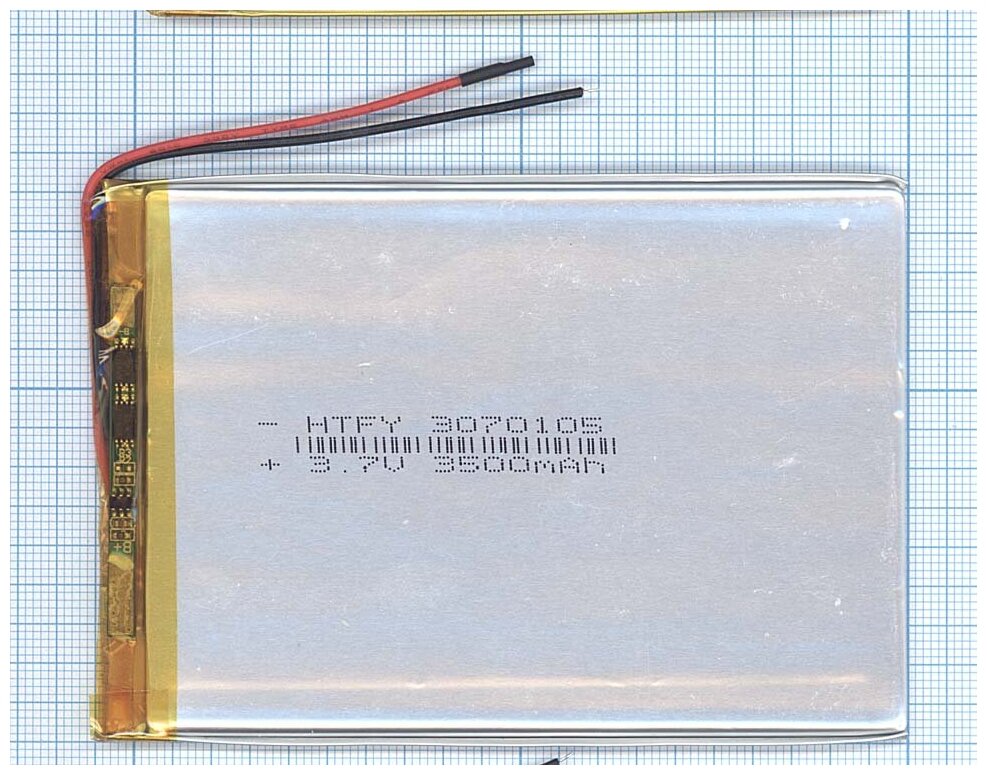 Аккумулятор (батарея) Li-polymer 3070105, 3570105 3,7 3500mAh 2pin размер 3*70*105мм код mb017320