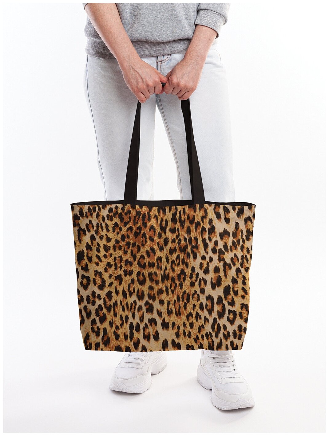 Текстильная женская сумка JoyArty "Классический леопард" на молнии для пляжа и фитнеса - фотография № 1