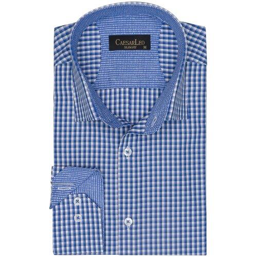 фото Рубашка мужская длинный рукав caesarleo slimfit голубая