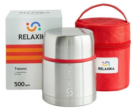 Термос для еды Relaxika 301 (0,5 литра) в чехле, стальной