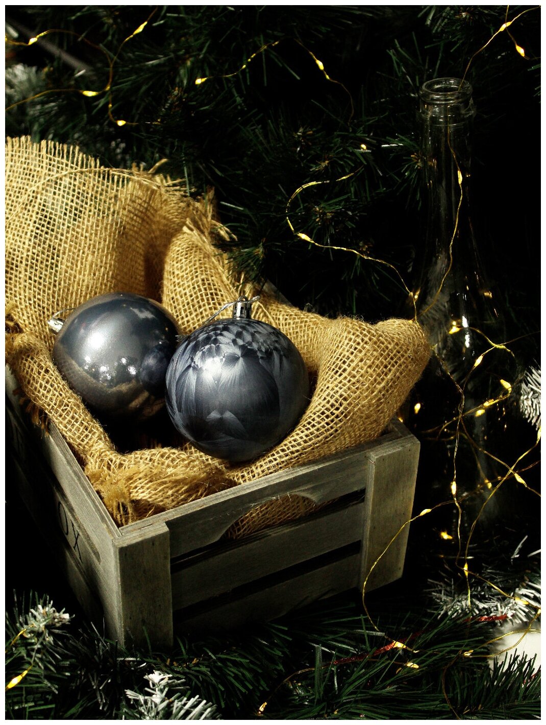 Набор ёлочных шаров (10 см 24 шт.) Серый