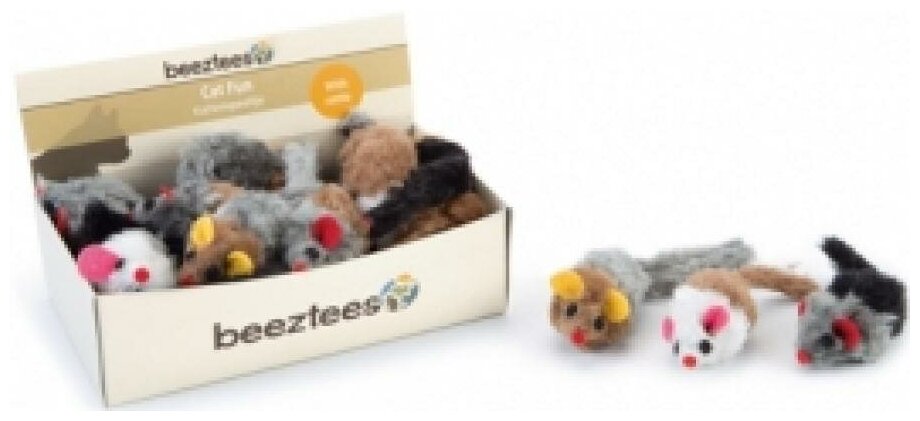 Beeztees 440420 Игрушка дкошек Мышь-погремушка меховая 5см в ассортименте , 1 шт