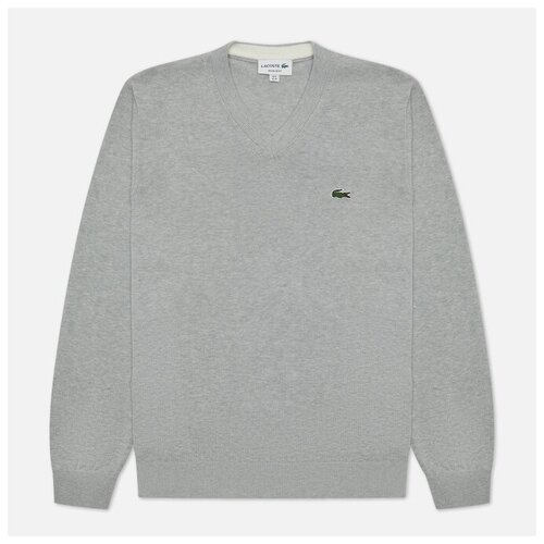 фото Мужской свитер lacoste embroidered croc logo organic cotton серый , размер m