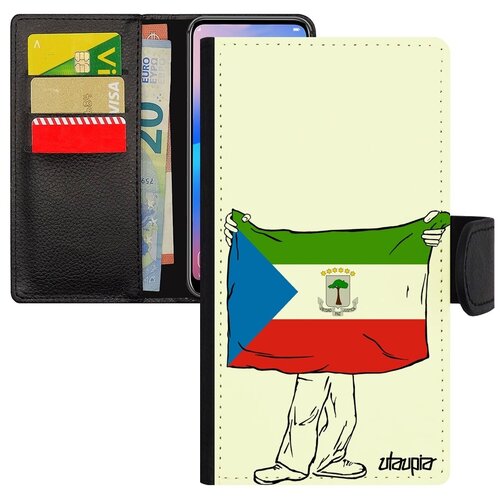 фото Защитный чехол книжка на // apple iphone xs // "флаг гвинеи экваториальной с руками" патриот туризм, utaupia, белый
