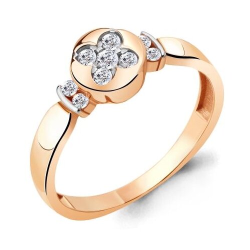 фото Кольцо из золочёного серебра aquamarine а68588а-п с фианитом diamant-online