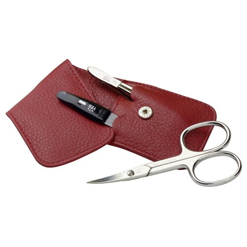 Маникюрный набор YES, 3 пр. Футляр: натуральная кожа, цвет красный YES MR-9014