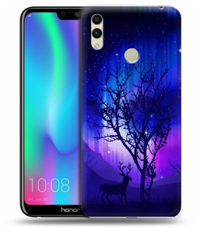 Дизайнерский силиконовый чехол для Huawei Honor 8C Северное сияние