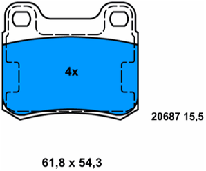 Дисковые тормозные колодки задние ATE 13.0460-4034.2 для Mercedes-Benz (4 шт.)