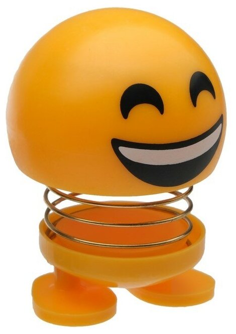 фото Смайл на пружинке, на панель в авто, смех, желтый 4515982