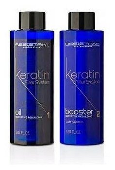 Assistant Professional Keratin Filler System Oil & Booster - Кератиновые филлеры для глубокого восстановления волос без пигмента 2 х 150 мл