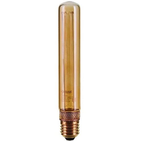 фото Лампа светодиодная филаментная gauss vintage e27 230 в 2.5 вт трубка 70 лм свет янтарный нет бренда
