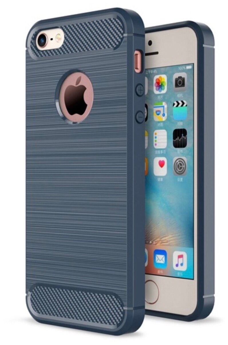 Чехол панель-бампер MyPads для iPhone 5 / 5S/ SE/ 5SE (Айфон 5/ 5С/ 5СЕ) из прочного силикона с матовой отделкой «под карбон» красная