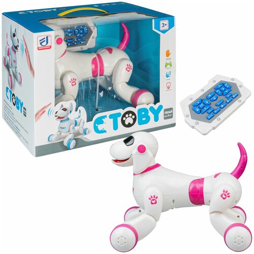 Defa Интерактивная собака-робот с пультом управления Toby Розовый