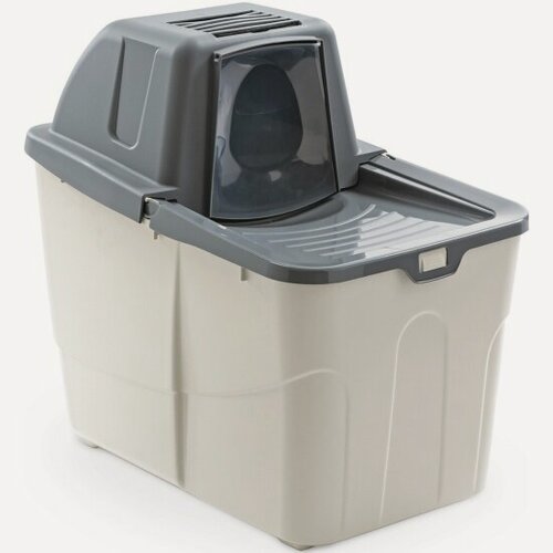 Изображение товара Био-туалет для кошек Mps BUXO CLOSE с закрытым входом сверху, в комплекте с совком и угольным фильтром, 58x39x56 см, серый