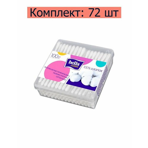 BELLA Палочки ватные Cotton в пластиковом контейнере, 100 шт, 72 уп