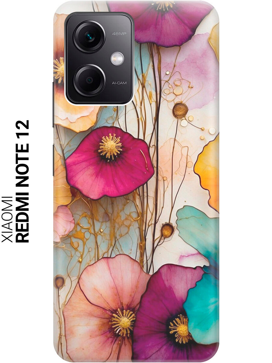 Силиконовый чехол на Xiaomi Redmi Note 12 / Сяоми Редми Ноут 12 с рисунком "Панно из цветов"