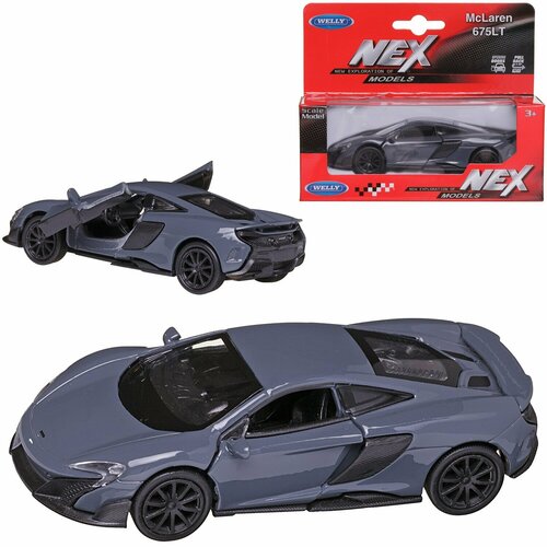 Машинка Welly 1:38 McLAREN 675LT COUPE серая 43757W/серая машинка welly jaguar f type coupe серый модель машины 1 38 с пружинным механизмом