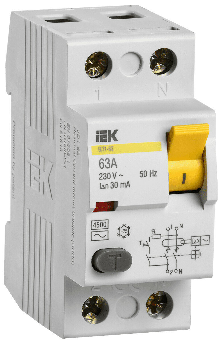 Выключатель дифференциального тока IEK MDV10-2-063-030