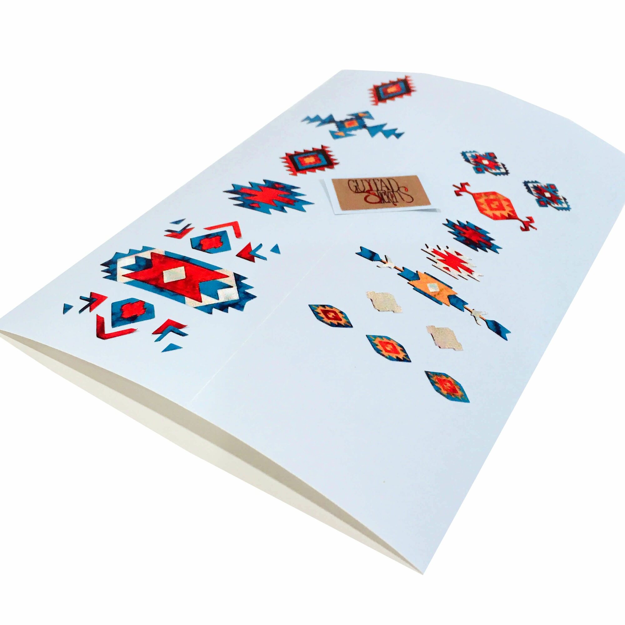 Комплект инлей-стикеров на гриф гитары "Этнический узор", абалон синий