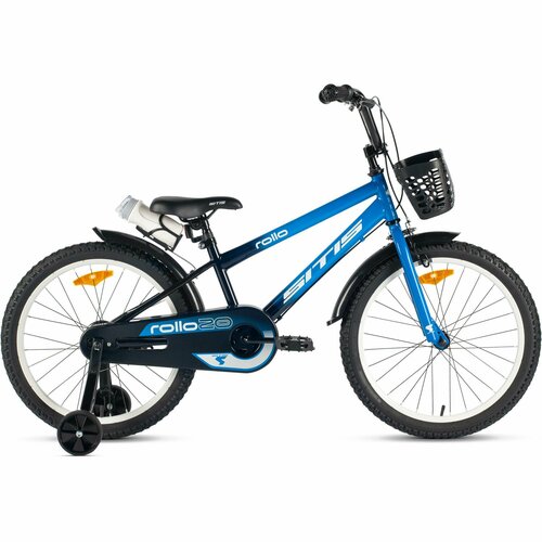 Велосипед Sitis Rollo 20" (2024) детский для мальчиков, стальная рама с ножным тормозом, 1 скорость, для роста 120-135 см, цвет Blue-Black