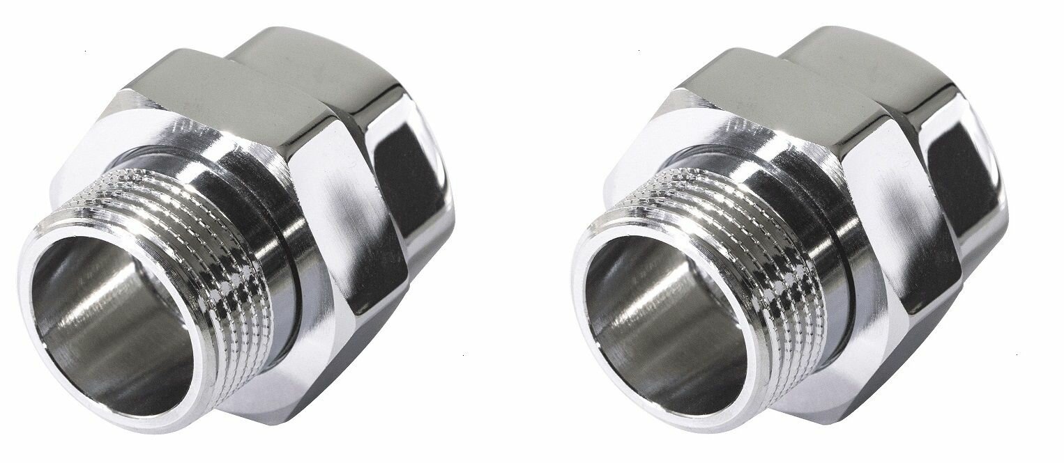 фото Американка прямая латунная хромированная TIM , ВР/НР 1/2' 2шт.