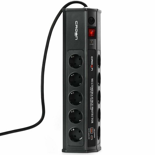 Сетевой фильтр - удлинитель 6 EURO розеток с заземлением CROWN CMPS-06 14097₽