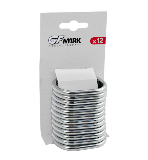 Кольца для штор и карнизов GFmark 75001 в ванную и душевую хромированные пластиковые упаковка 12 шт