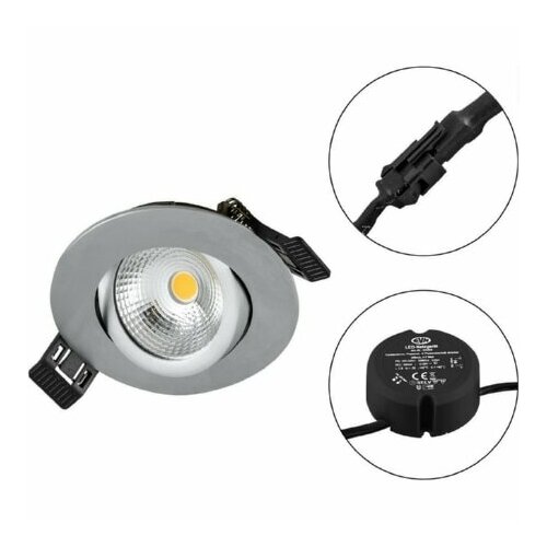 Светодиодный встраиваемый светильник 230В 830 разм матовый хром - Даунлайтпятнопрожектор S06 EVN 4037293064699 19116₽