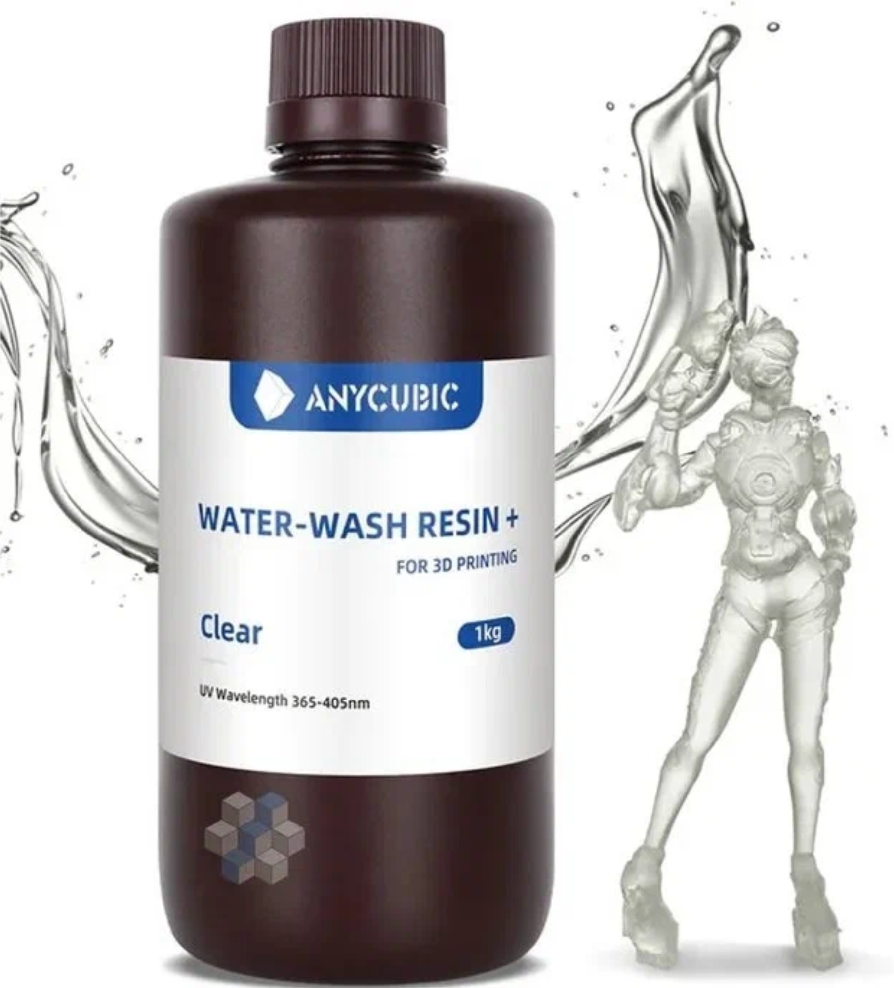 Фотополимерная водосмываемая смола Anycubic Water Wash Resin+ прозрачная