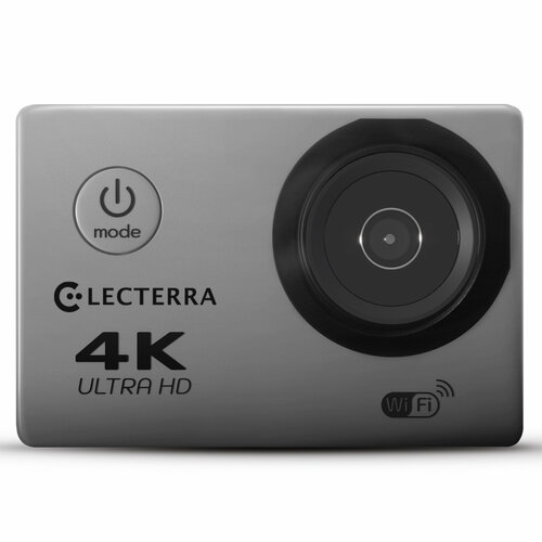 Экшн камера Electerra 4К UHD 30 fps. Подводная экшен камера серая. Видеокамера для активного отдыха с пультом ДУ. Wi-Fi. Защитный бокс в комплекте. Серый