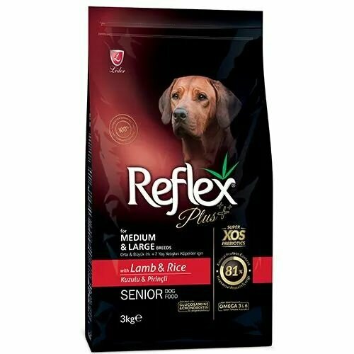 Reflex Сухой корм для пожилых собак средних и крупных пород с ягненком и рисом, Plus Medium Large Breed Senior Dog Food Lamb and Rice, 3 кг