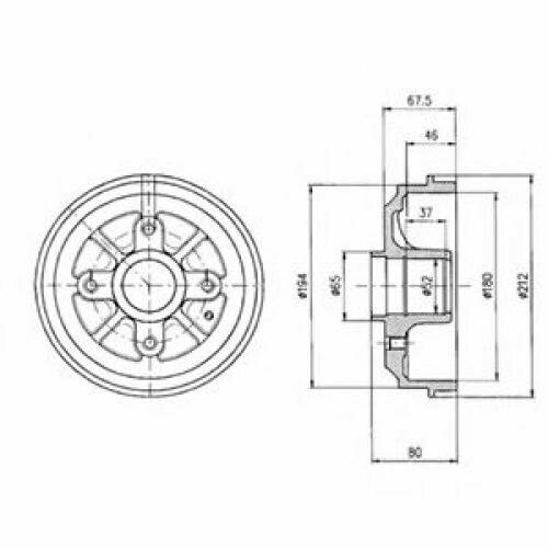 Тормозной барабан Delphi BF324 Citroen Peugeot 95659622 424735 424744 Mega 95659622 Citron Ax Za-_ Citron 2850₽
